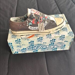 Ed Hardy Black Graphic Sneakers